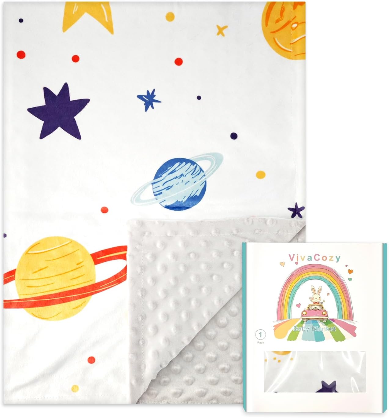 VivaCozy Baby Blanket Space Planet Gray