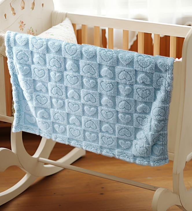 Yagle Mate 4 Pcs Baby Blankets Fluffy Crib Blankets 30x40 Blue