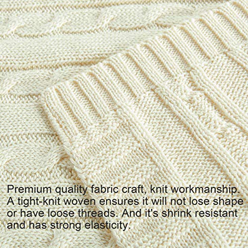 NTBAY 100 Pure Cotton CableKnit Toddler Blanket 30x40 Ivory