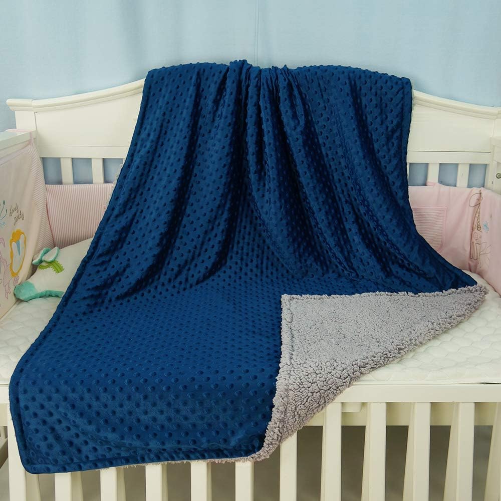 BlueSnail Toddler Crib Minky Blanket with Plush Shepra Fleece