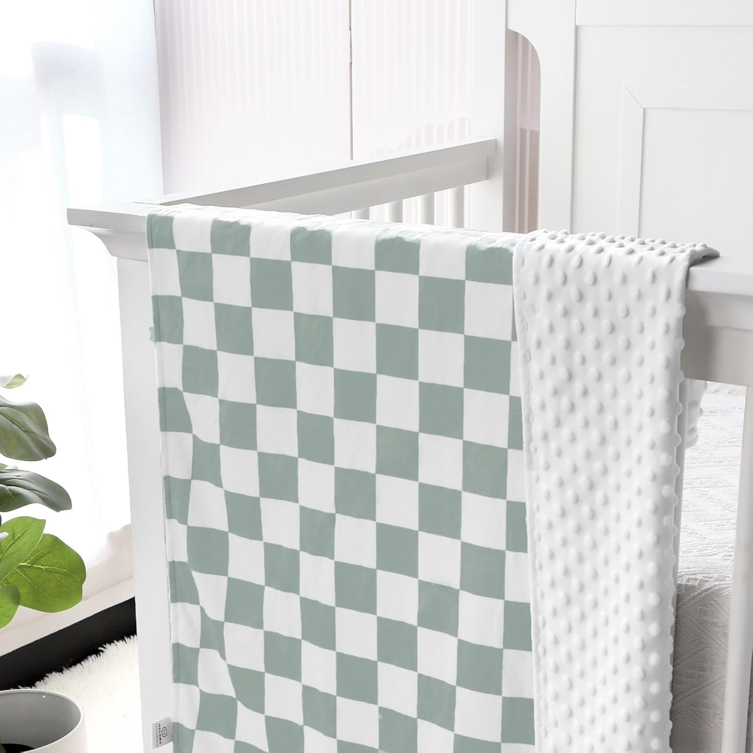 DILIMI Soft Warm Baby Blanket Green Checkerboard