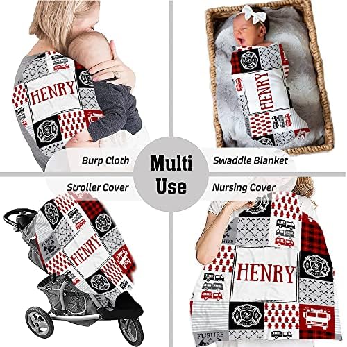 VibeCustom Personalized Firefighter Baby Blanket