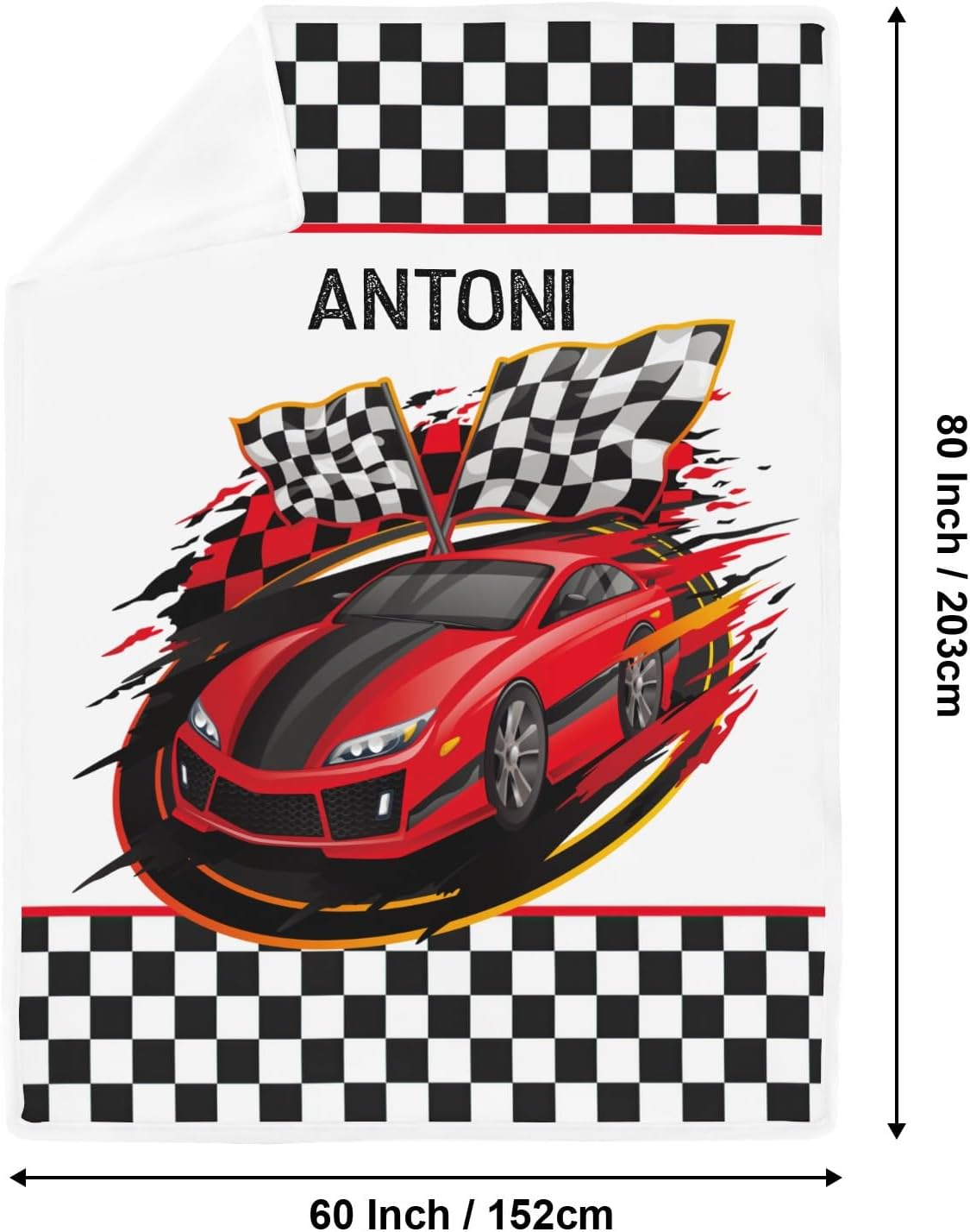 Deven Red Race Car Checkered Cooling Blanket for Toddler