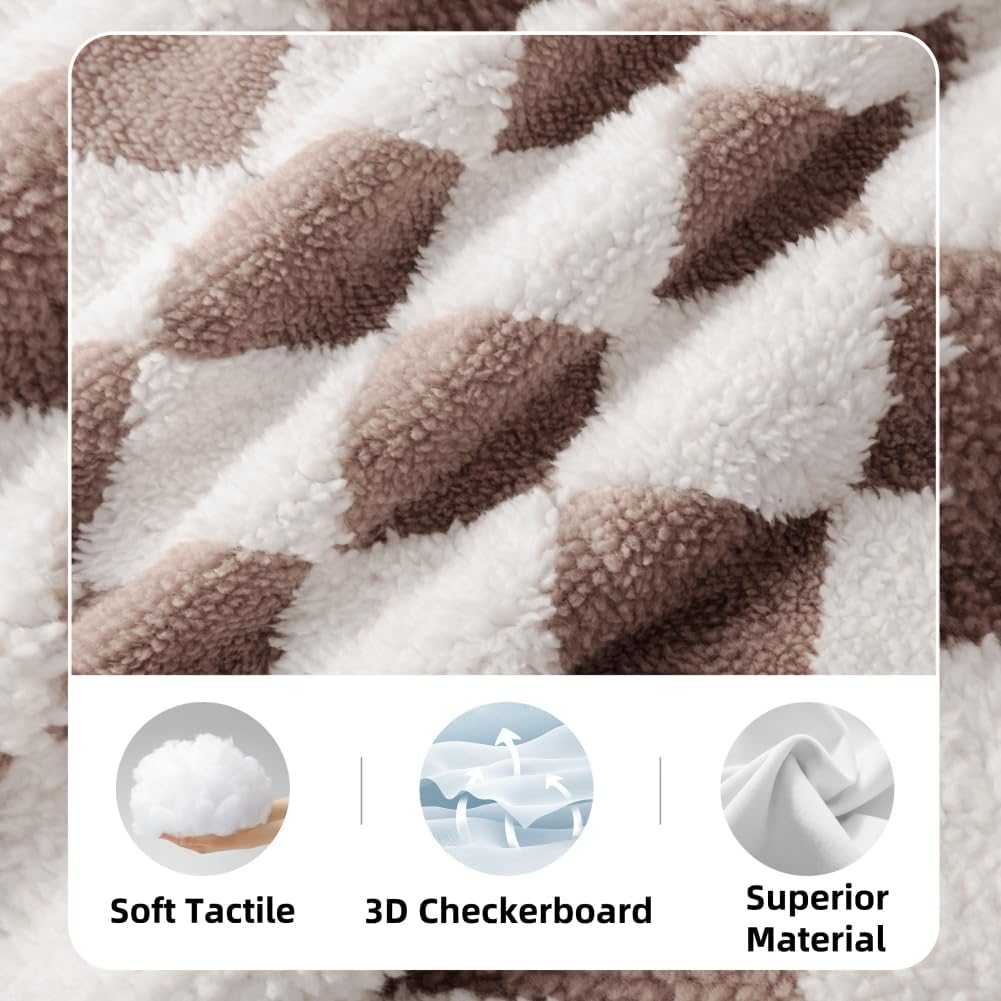 FIGEPO Ultra Soft Fuzzy Baby Bed Blanket 30x40 Reversible with 3D Chessboard Design
