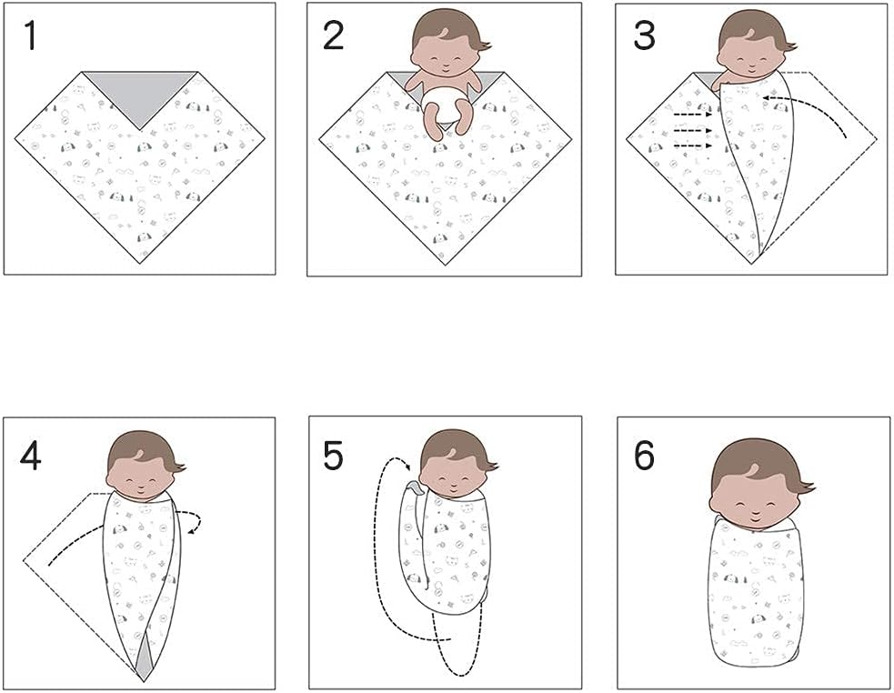 PESAAT Cotton Baby Swaddle Hat Set for Newborns