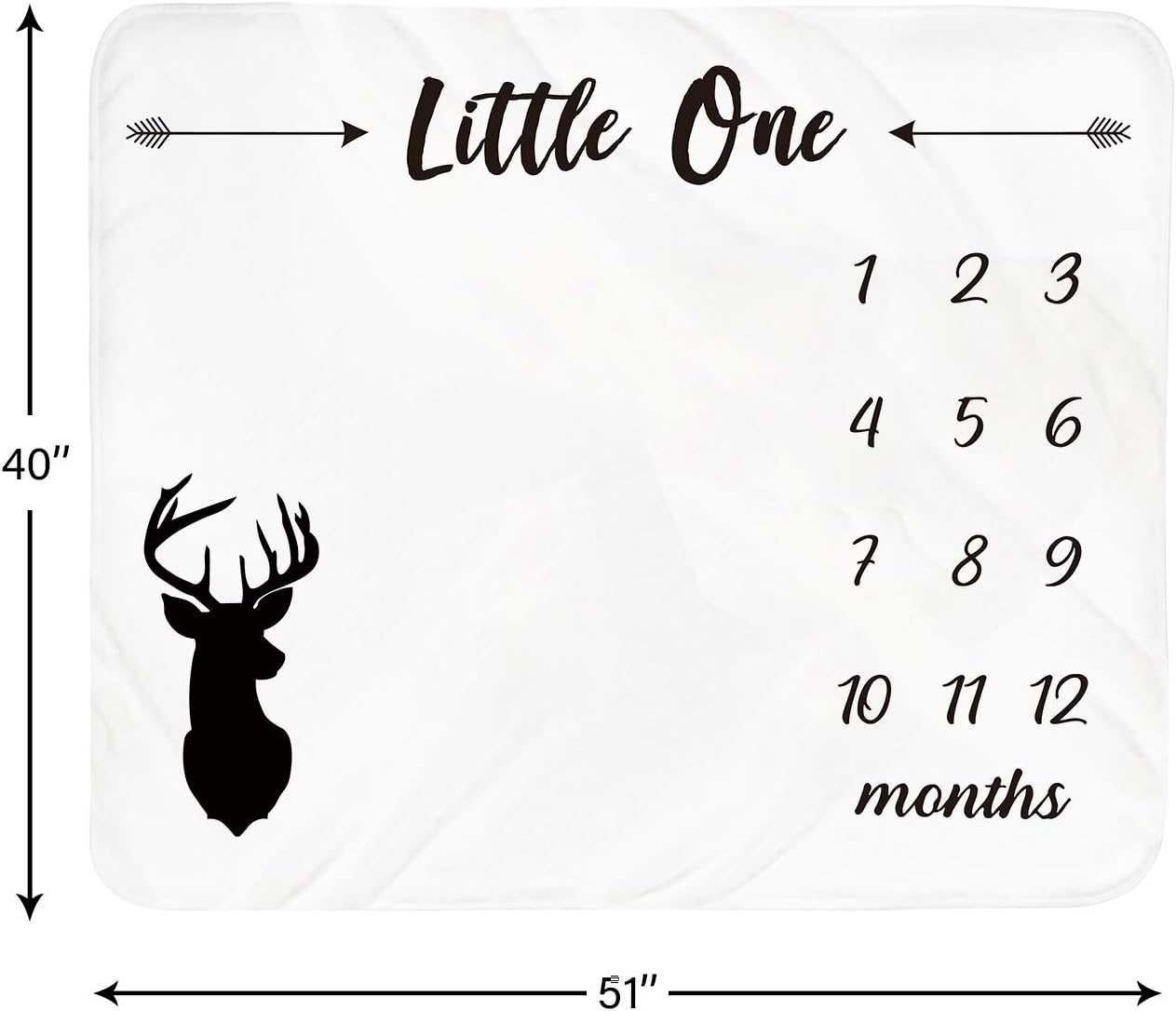 Tebaby Baby Milestone Blanket - Neutral Personalized Deer Antlers Nursery Decor