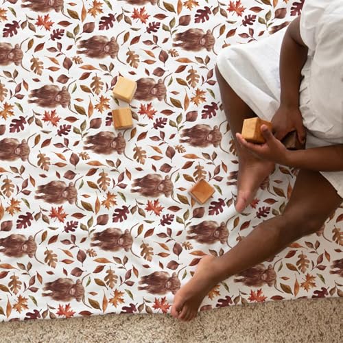 Hwmmbh Retro Highland Cows Fall Leaves Baby Blanket