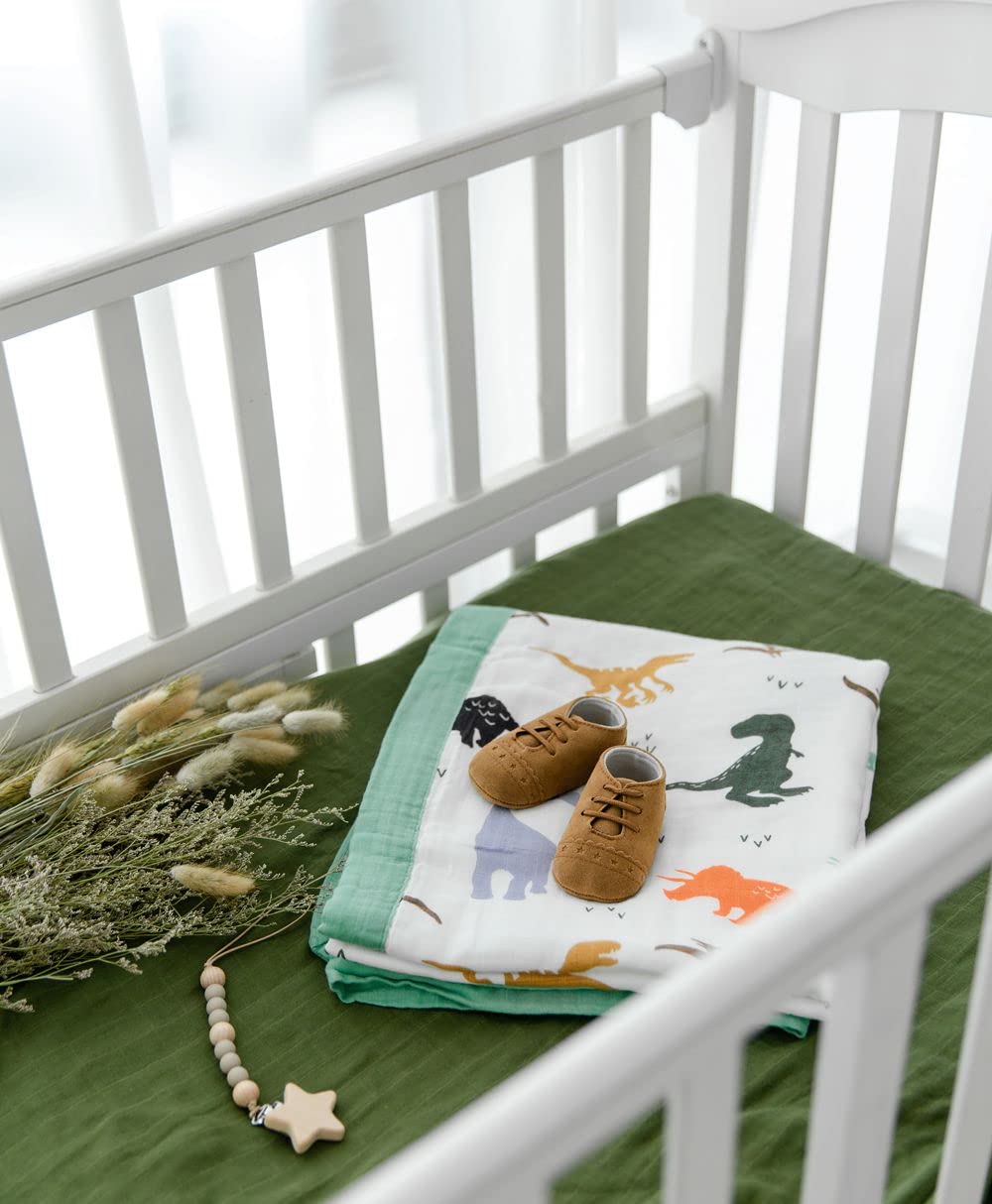 Little Jump Dinosaur Muslin Blanket - Soft Breathable and Cozy for Babies