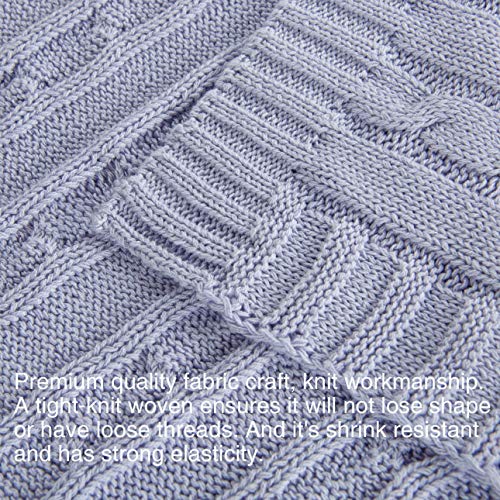 NTBAY 100 Pure Cotton Cable Knit Toddler Blanket 30x40 Inches Light Purple