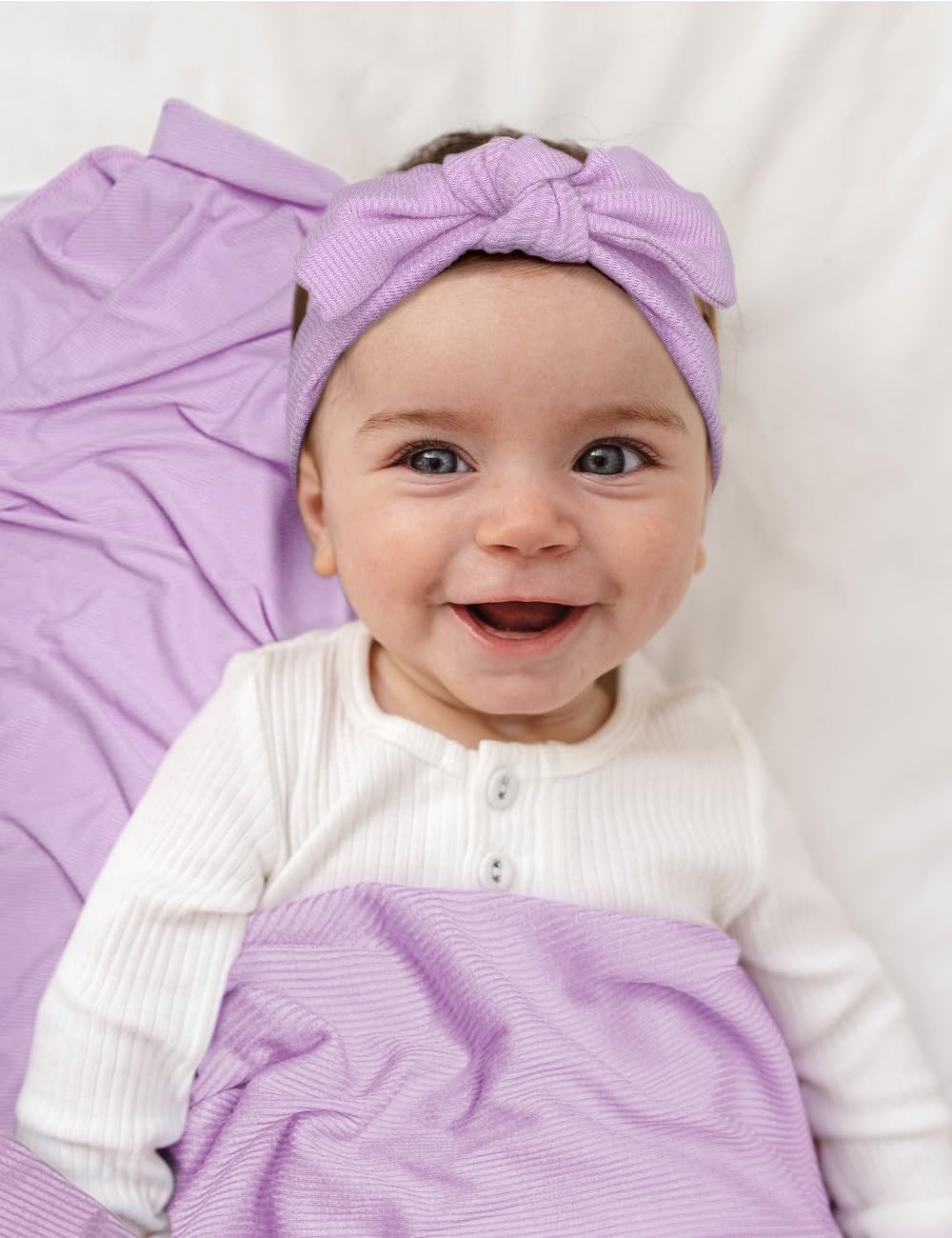 ZURLEFY Stretchy Swaddle Blanket with Matching Hat and Headband Set 1
