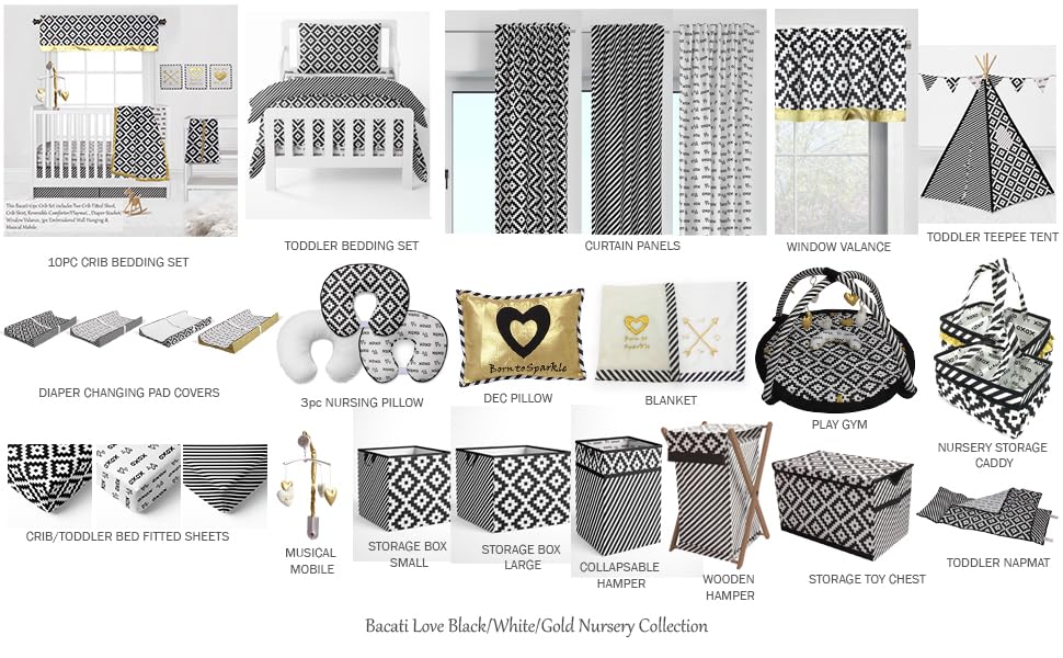 Bacati Love Unisex Born to Sparkle Embroidered Plush Blanket Black Gold