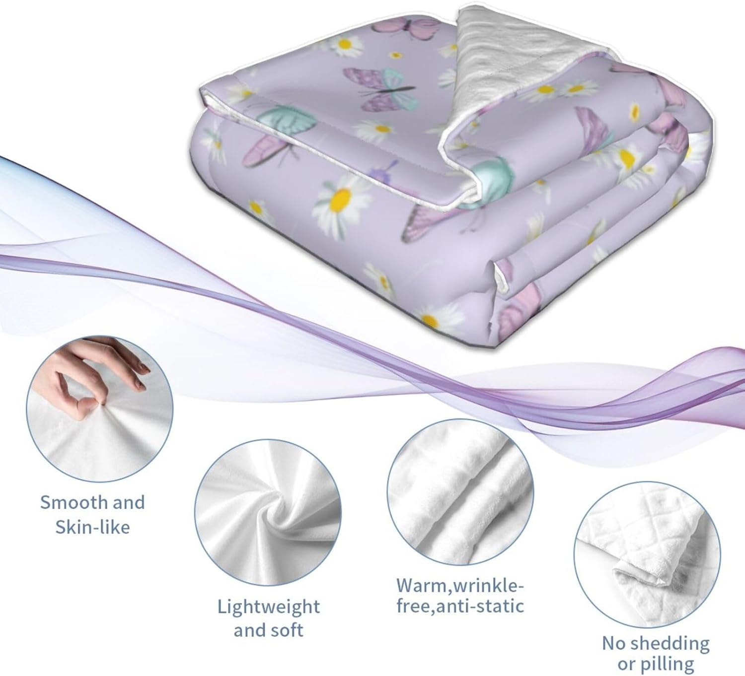 SUPLUCHOM Baby Blanket Butterfly Daisy 30x40 Inch Plush