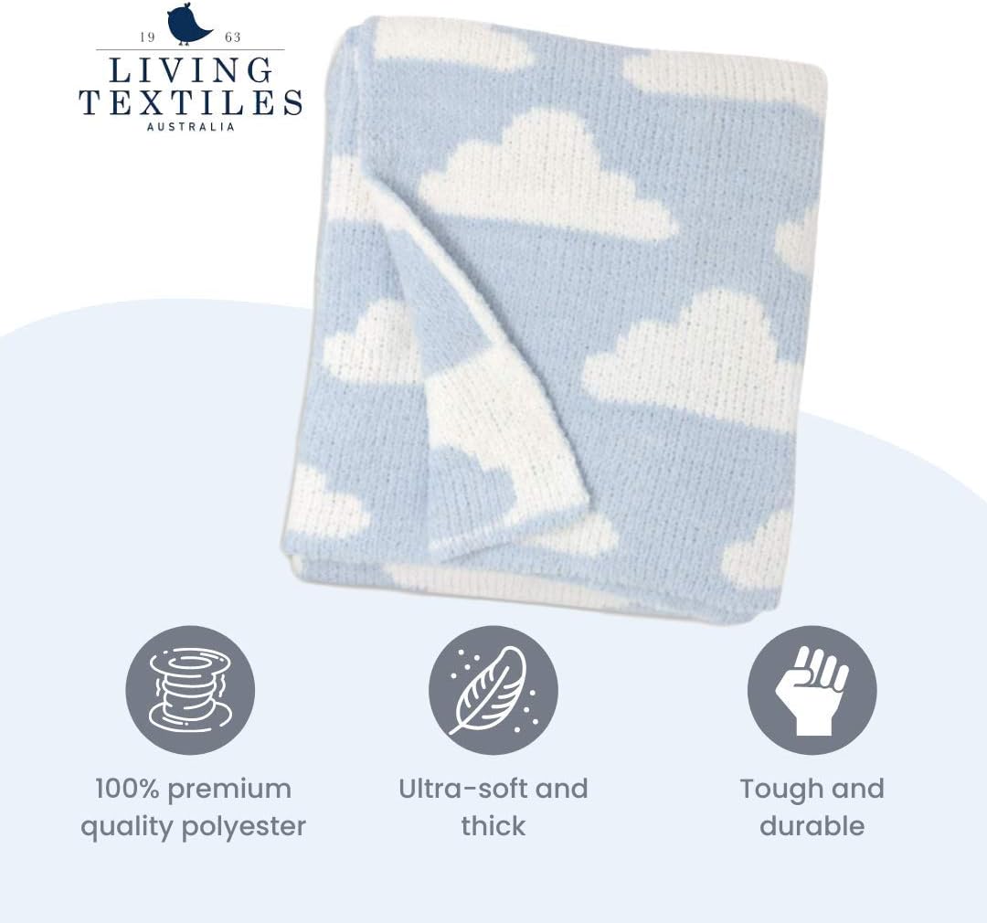 Living Textiles Blue Clouds Chenille Baby Blanket Reversible