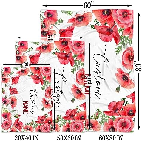 Personalized Poppies Baby Blanket Custom Crib Decor