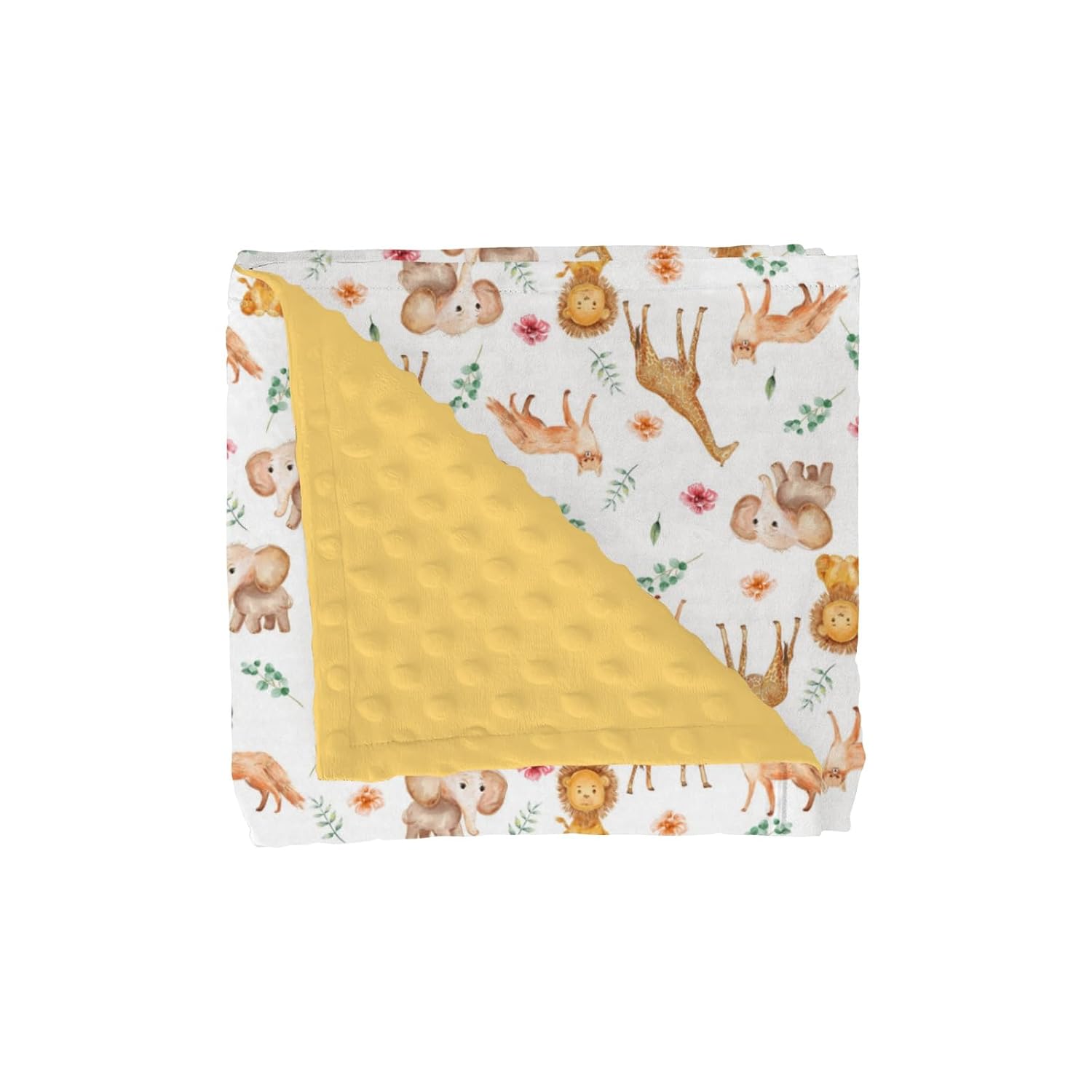 Soft Mink Dotted Baby Blanket with Safari Animals Print