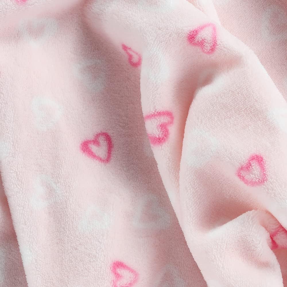 CREVENT 30 x 40 Cozy Plush Fluffy Warm Fleece Blanket - Pink Heart