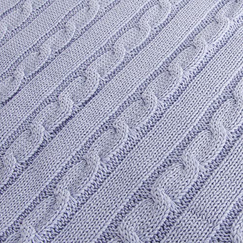 NTBAY 100 Pure Cotton Cable Knit Toddler Blanket 30x40 Inches Light Purple