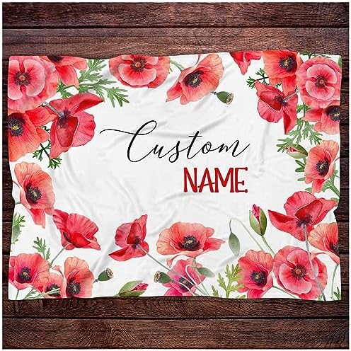 Personalized Poppies Baby Blanket Custom Crib Decor