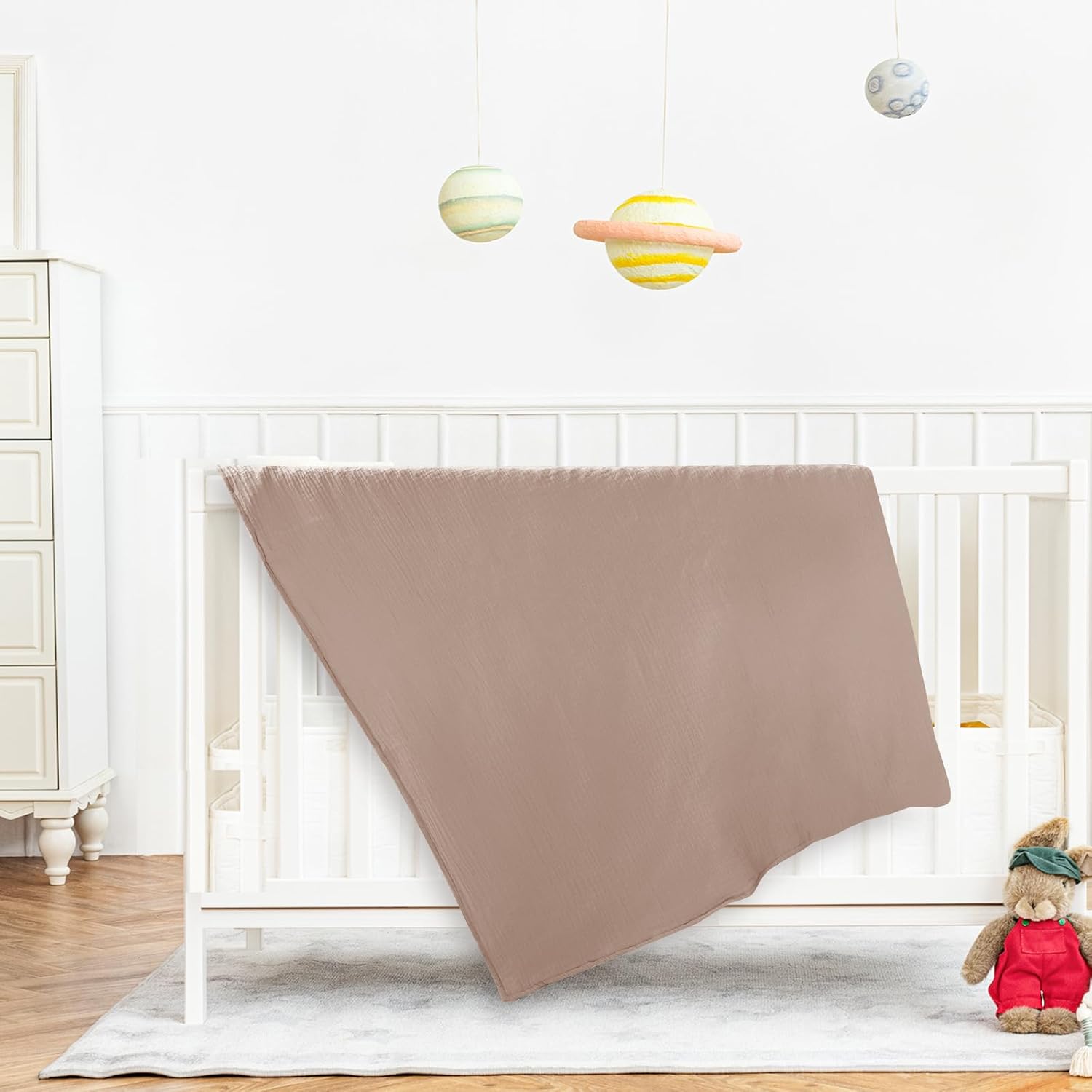 Man Fai Sky Baby Blankets - Breathable Muslin Dotted Wool 30x40 Inch Khaki