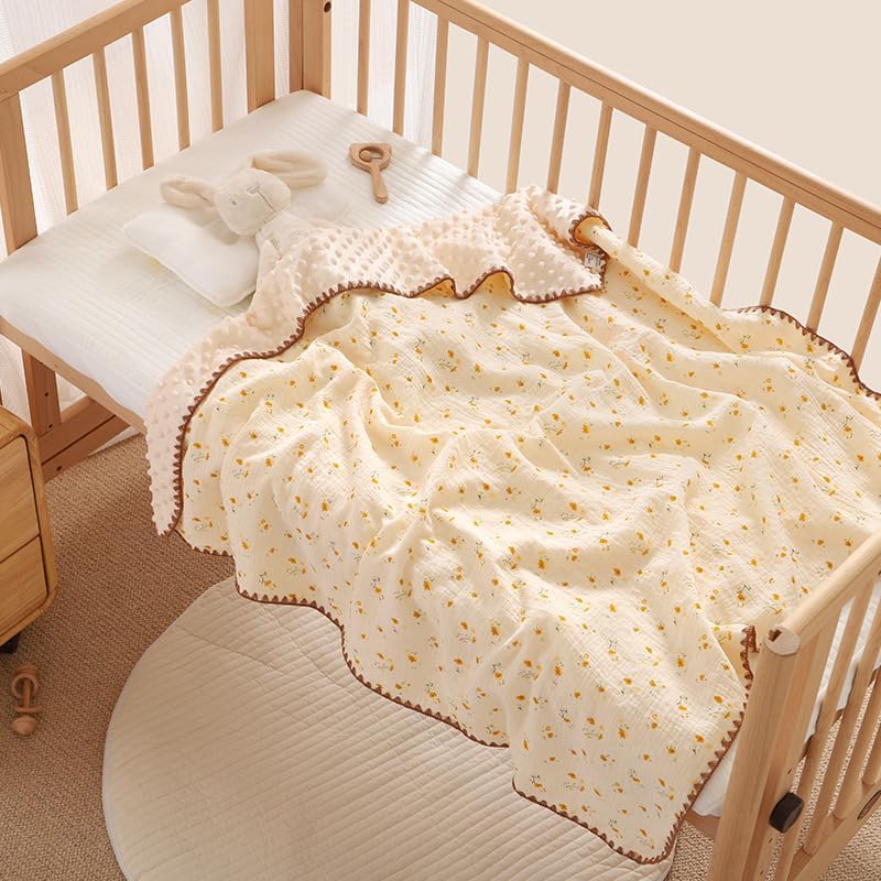 Gunnaicat Baby Soft Muslin Blanket 40x40 Yellow Floral