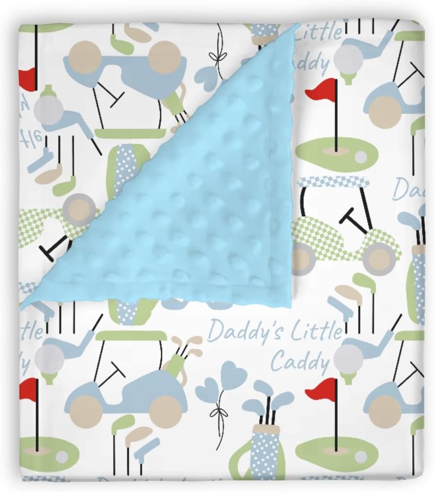 Mink Baby Blanket with Dotted Backing Golf Pattern