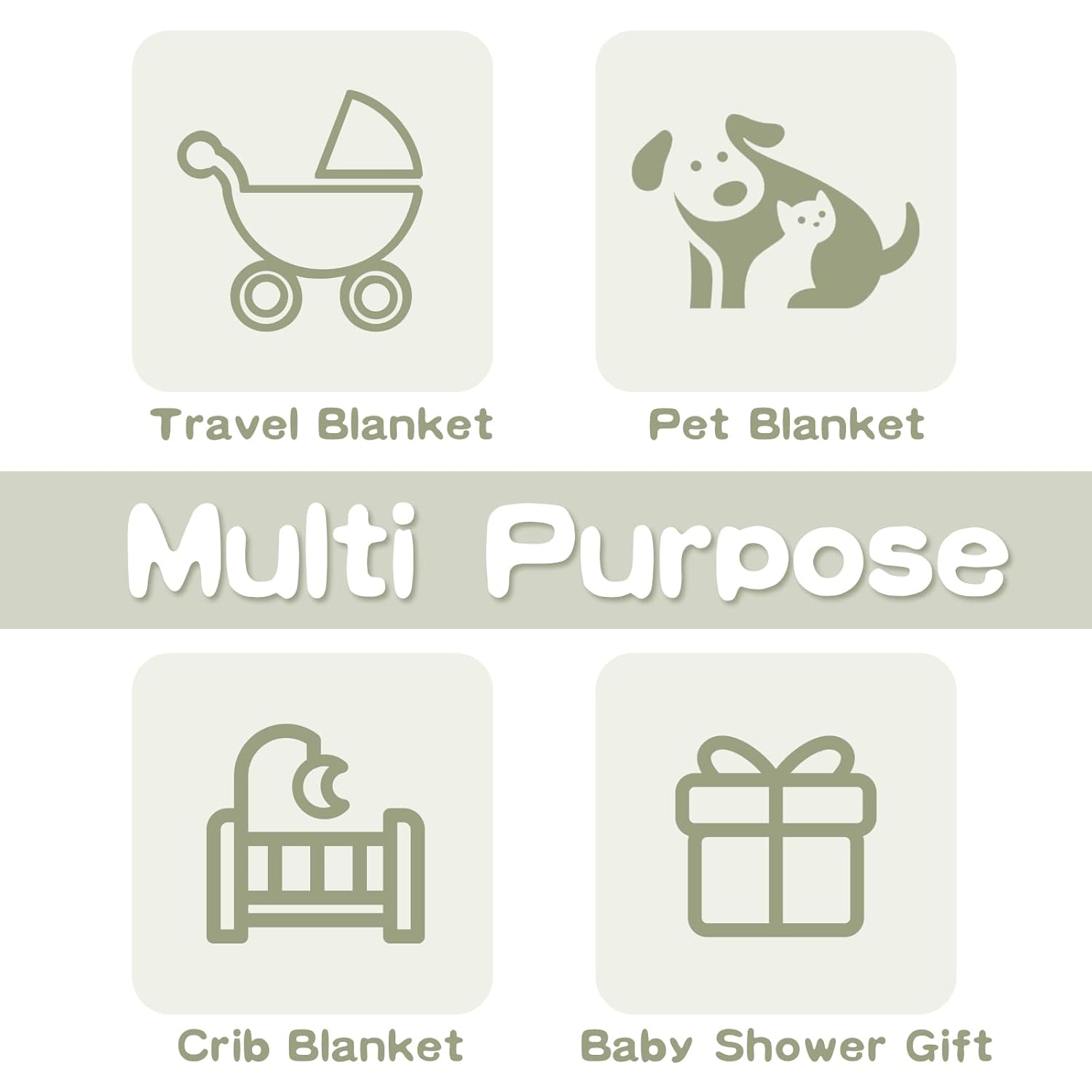 Zenssia Organic Cotton Baby Blanket - Ivory 39x39 Inches