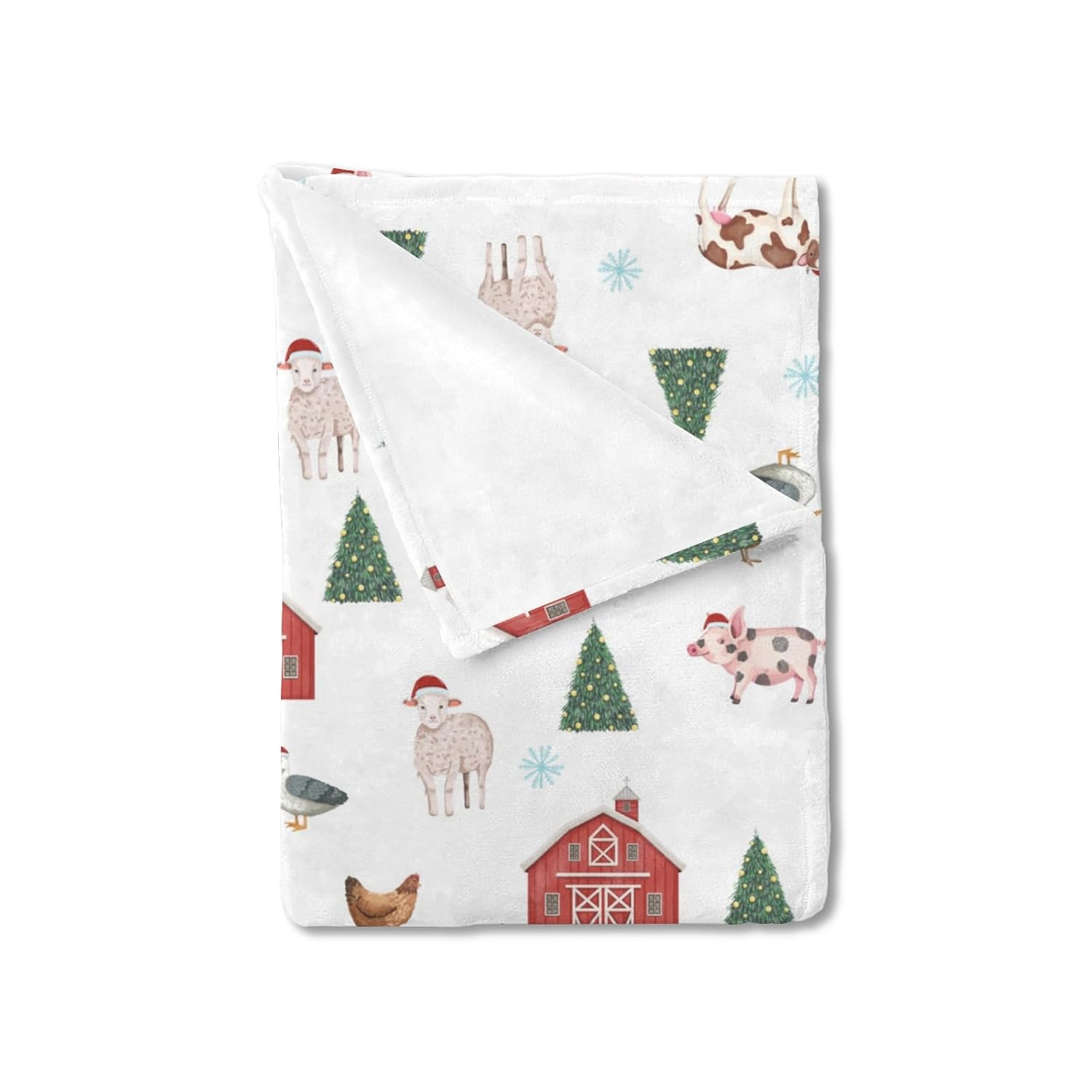 Hwmmbh Christmas Farm Animals Flannel Baby Blanket