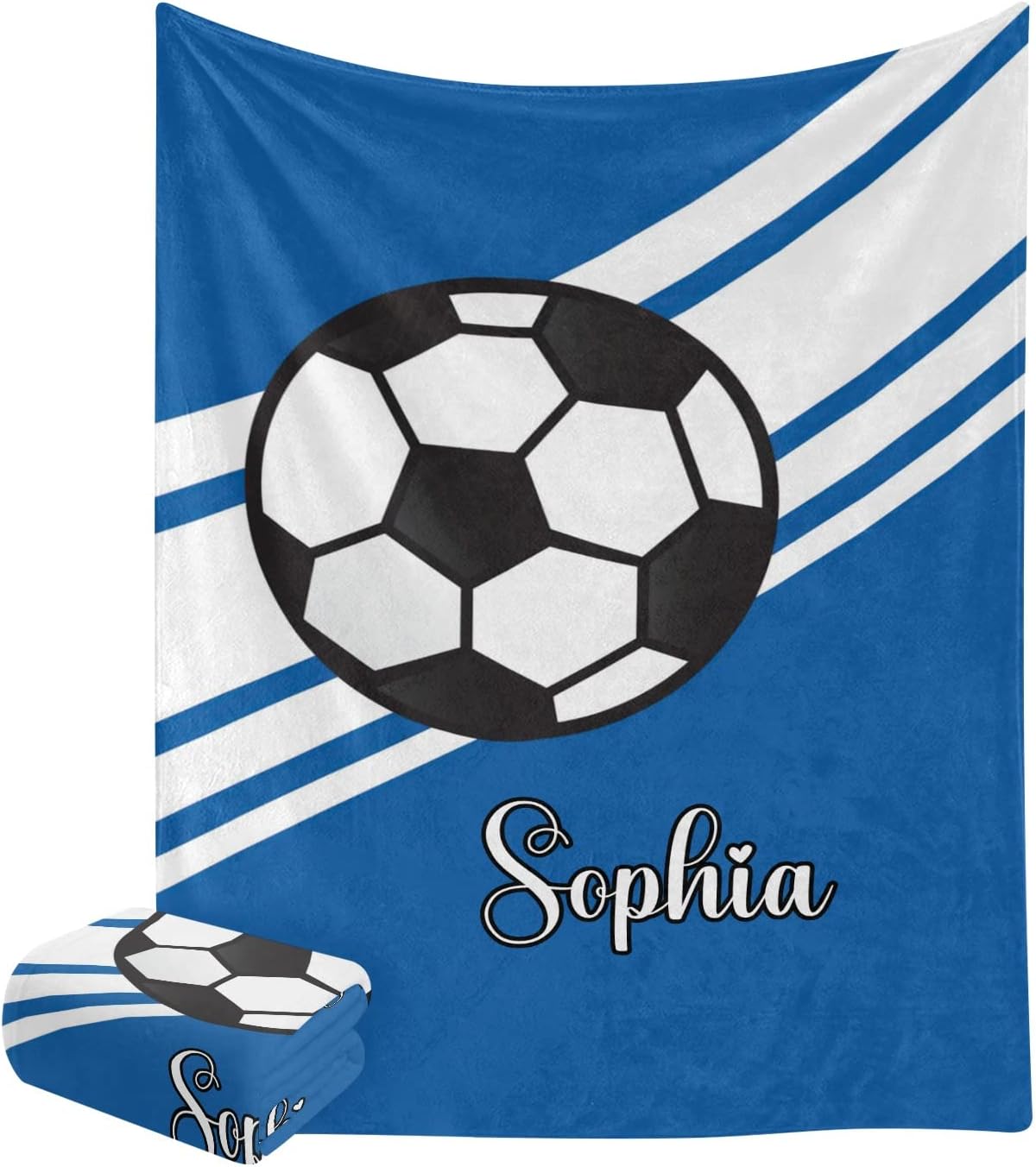 Custom Soccer Ball Blanket with Name for Newborn