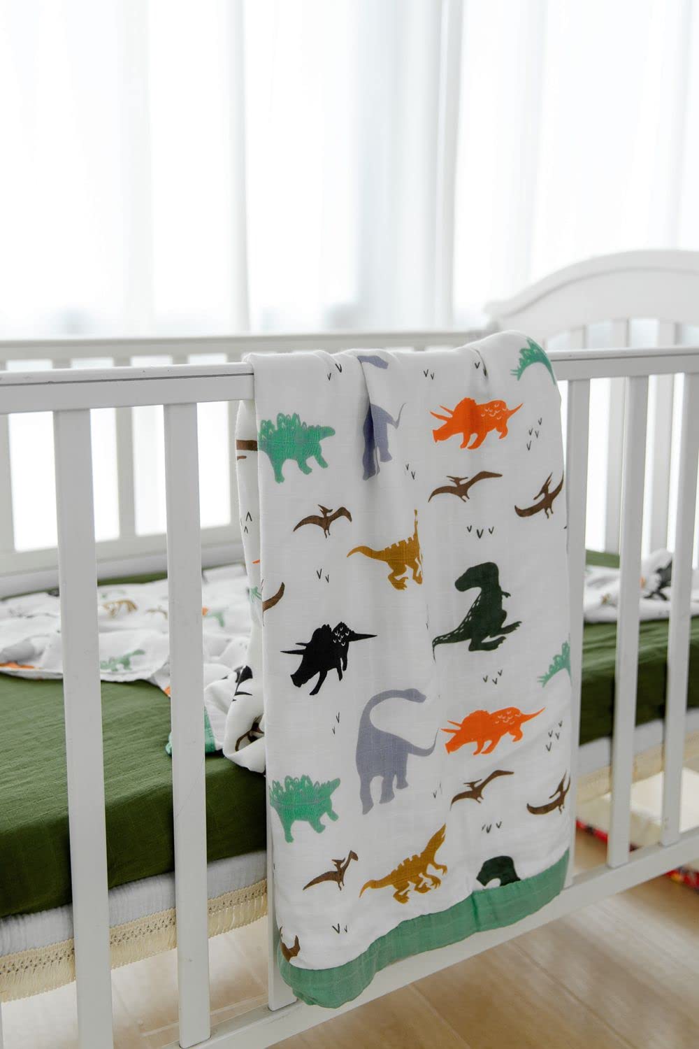 Little Jump Dinosaur Muslin Blanket - Soft Breathable and Cozy for Babies