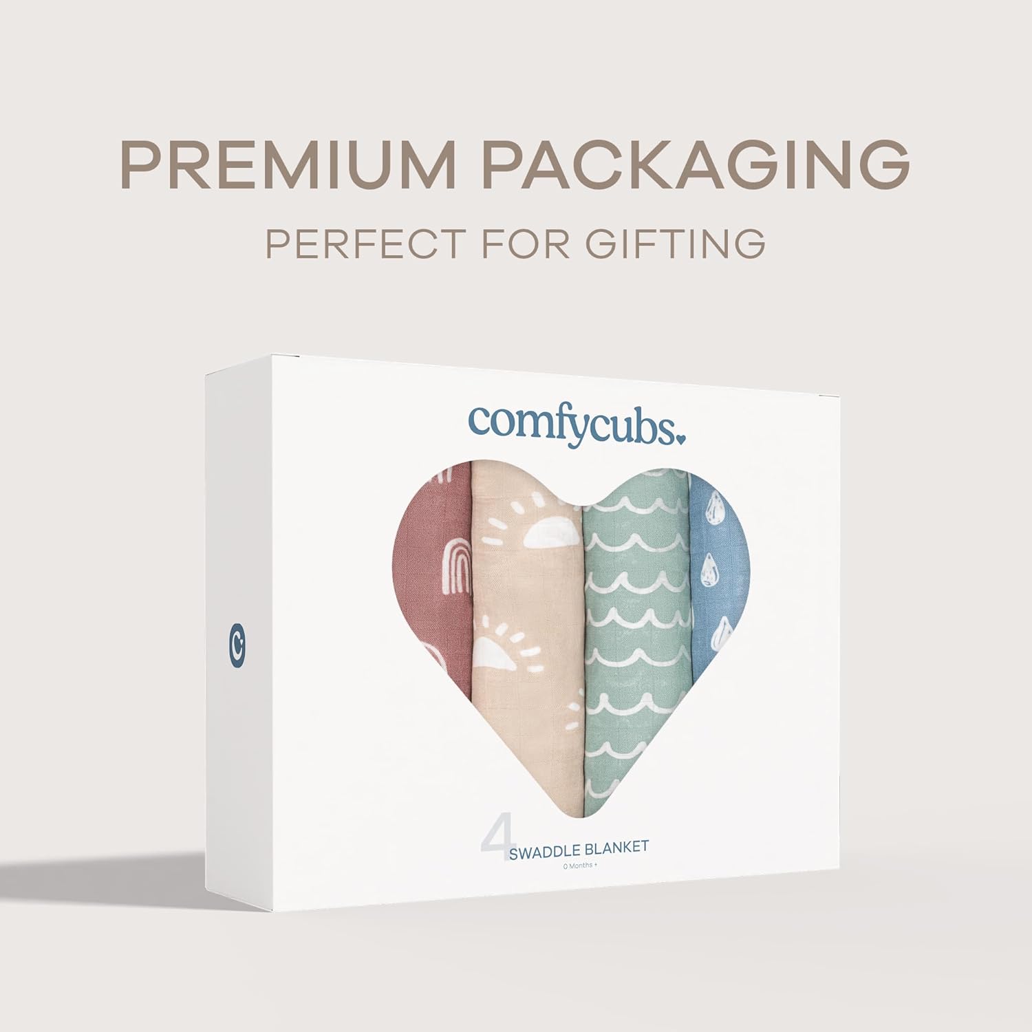 Comfy Cubs 4-Pack Muslin Swaddle Blankets 47x47 Inches