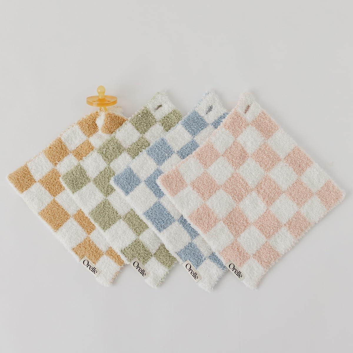 Orelle Baby Checkered Pacifier Lovey Blanket Soft Plush