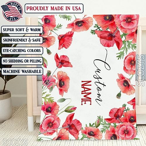 Personalized Poppies Baby Blanket Custom Crib Decor