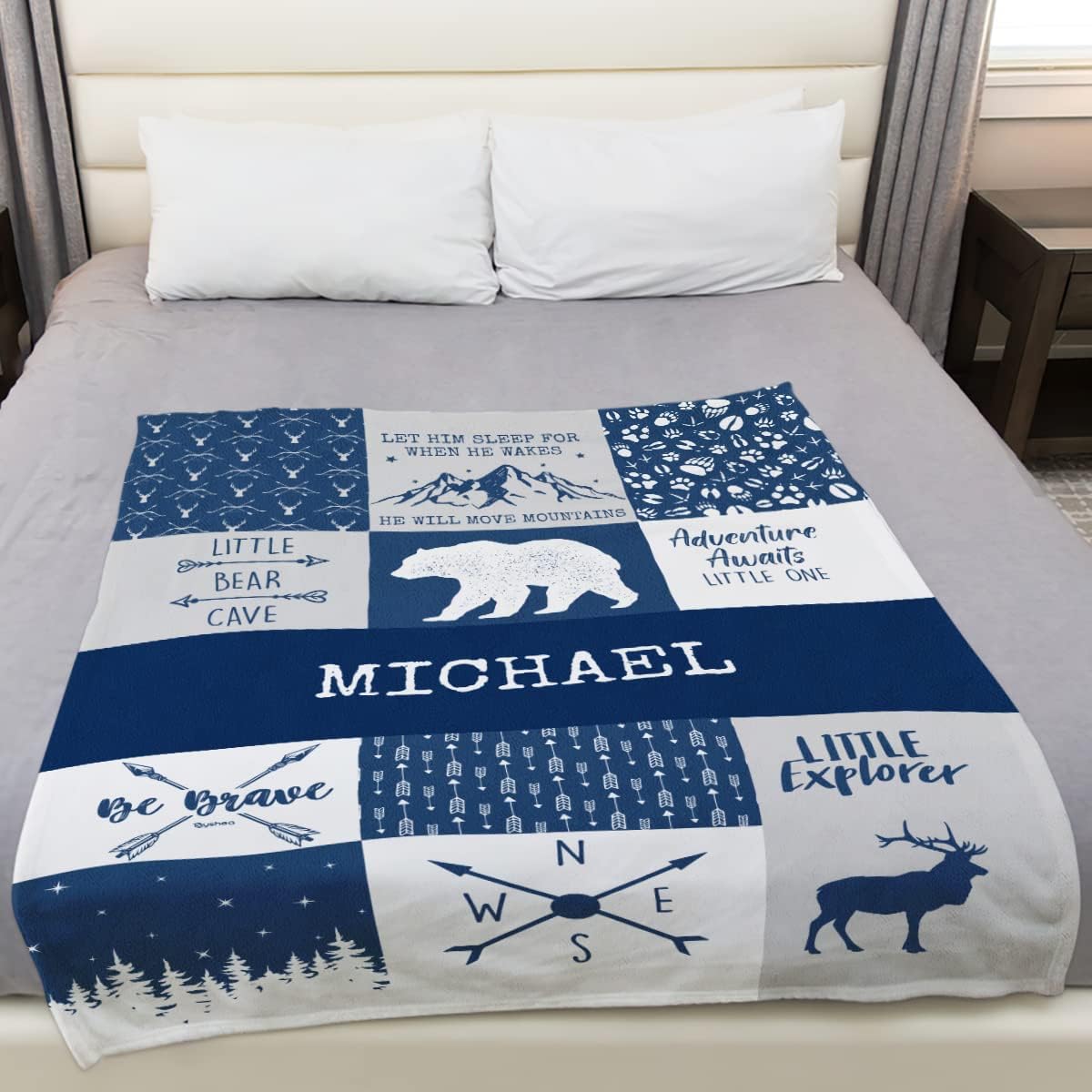 Toyshea Personalized Woodland Baby Blanket with Deer Design