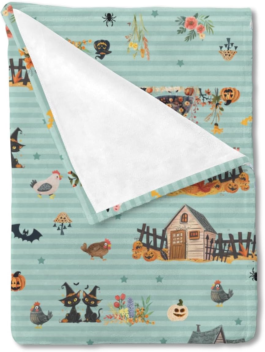 Hwmmbh Fall Farm Witch Cats Baby Blanket 60x80 1