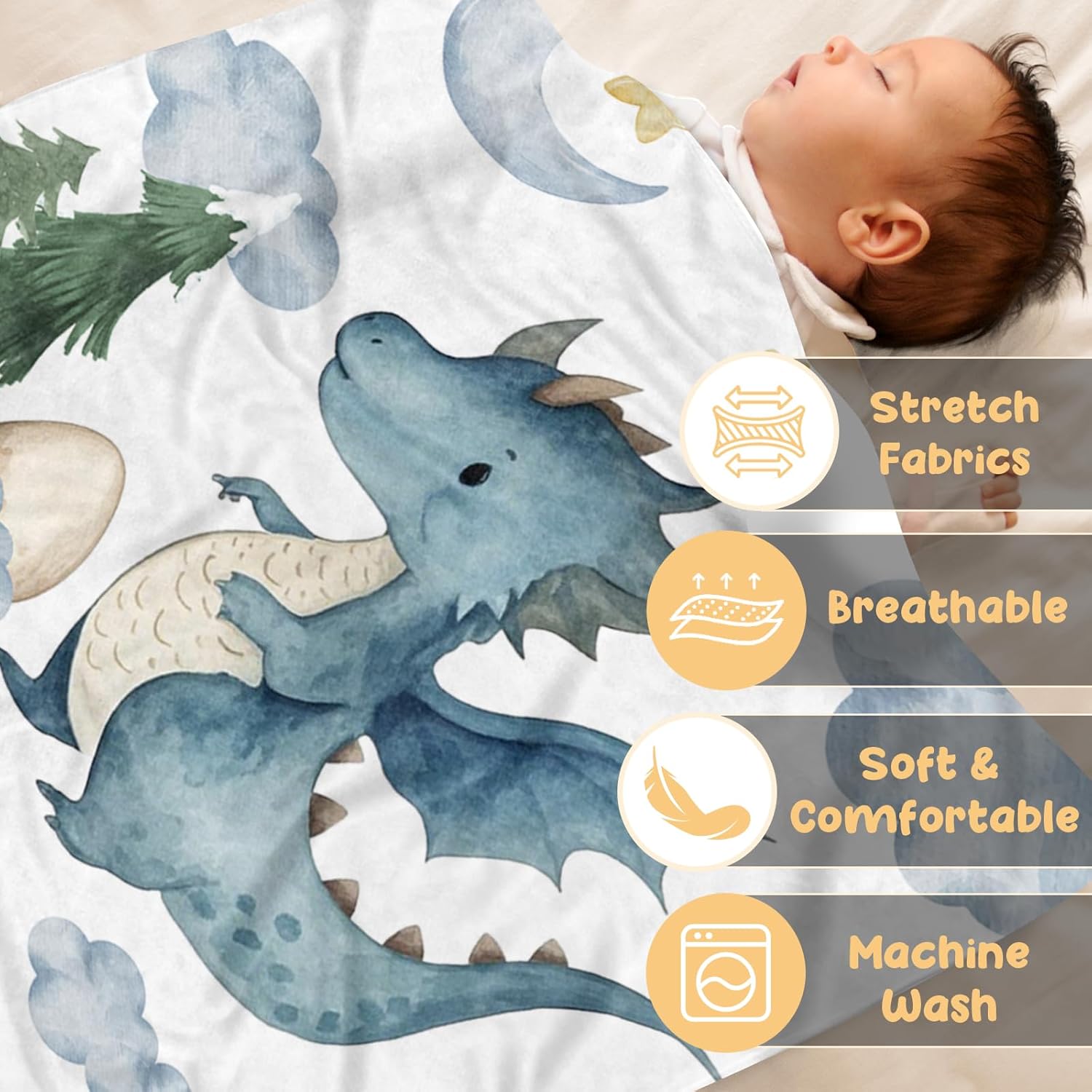 Personalized Baby Boy Dinosaur Blanket Custom Name Blanket for Toddlers and Infants