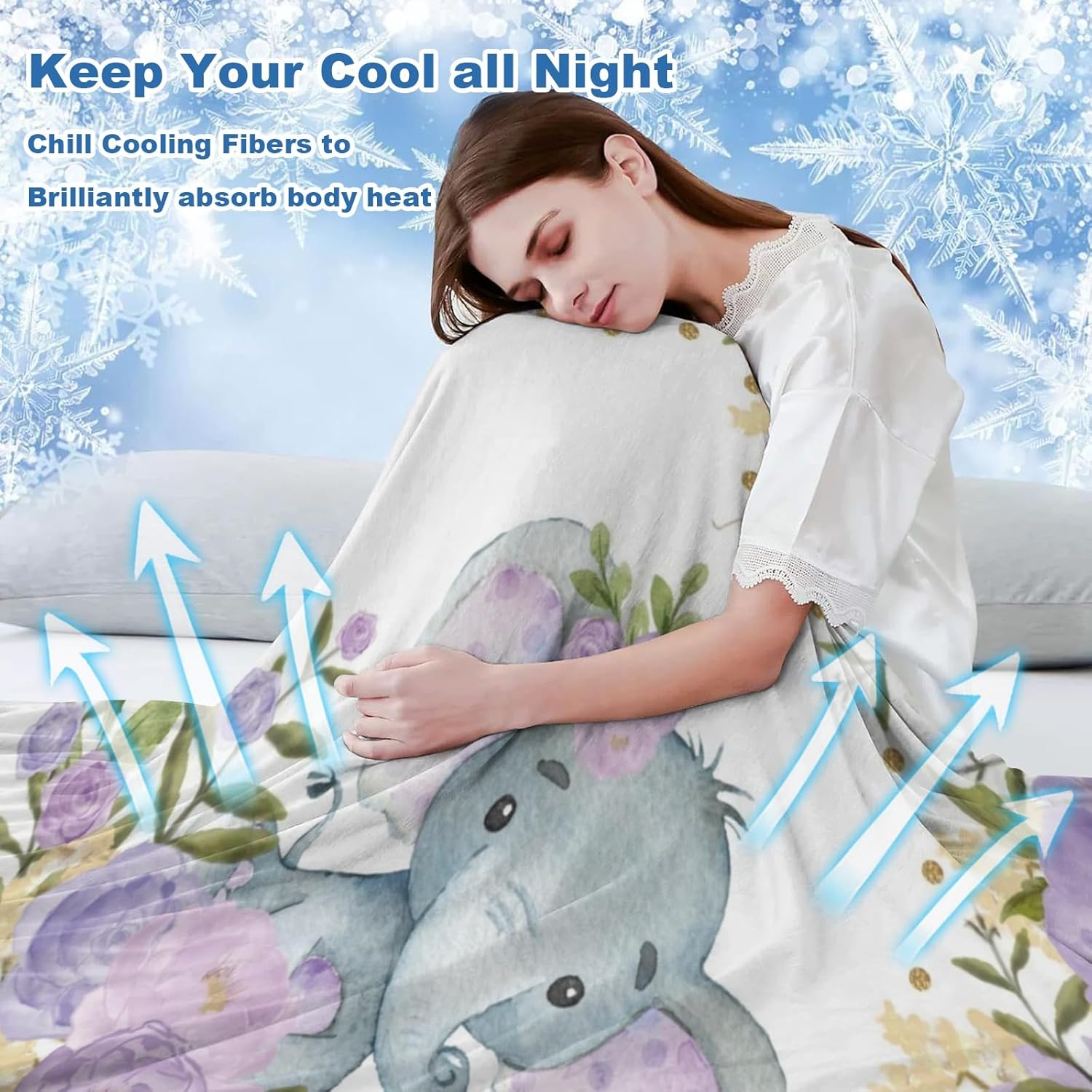 Deven Purple Elephant Cooling Blanket for Toddler
