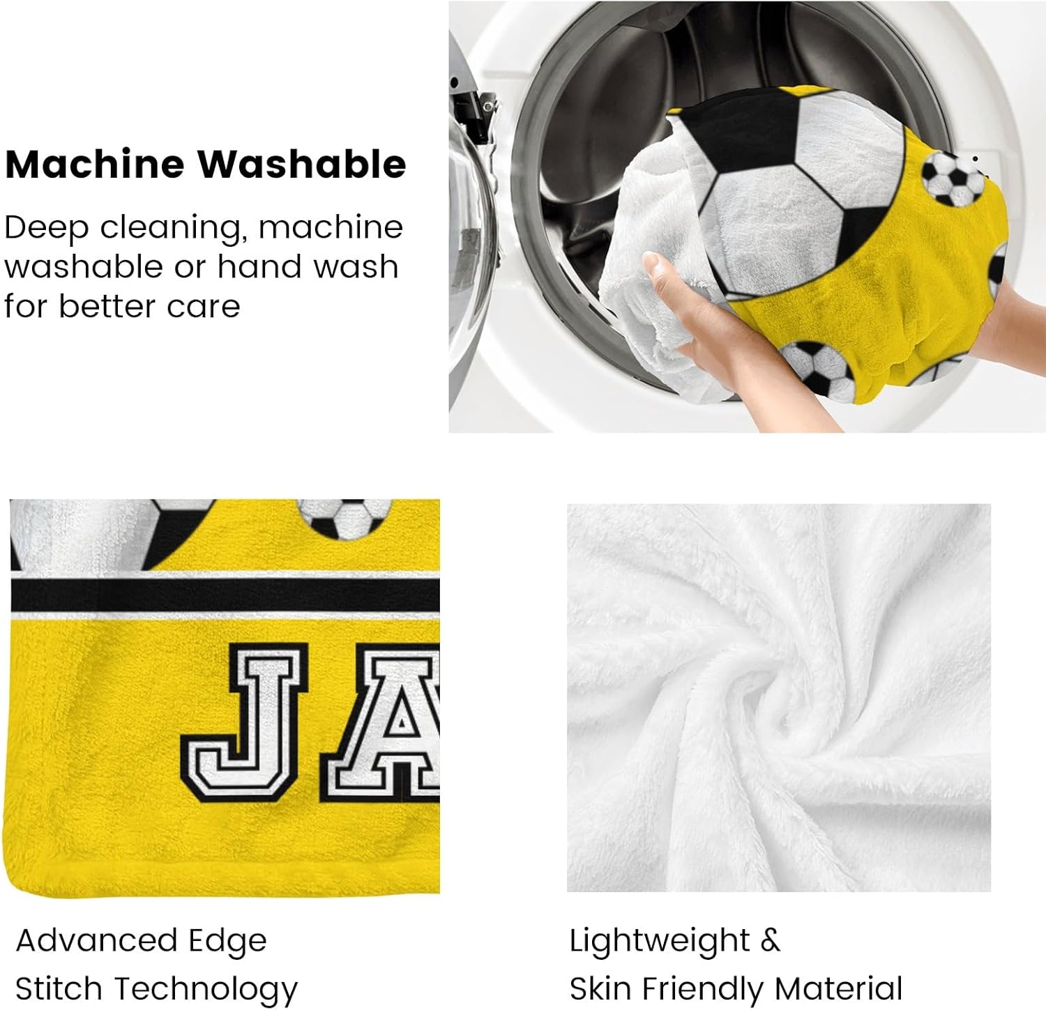Deven Soccer Yellow Personalized Baby Blanket - 30x40 Inches