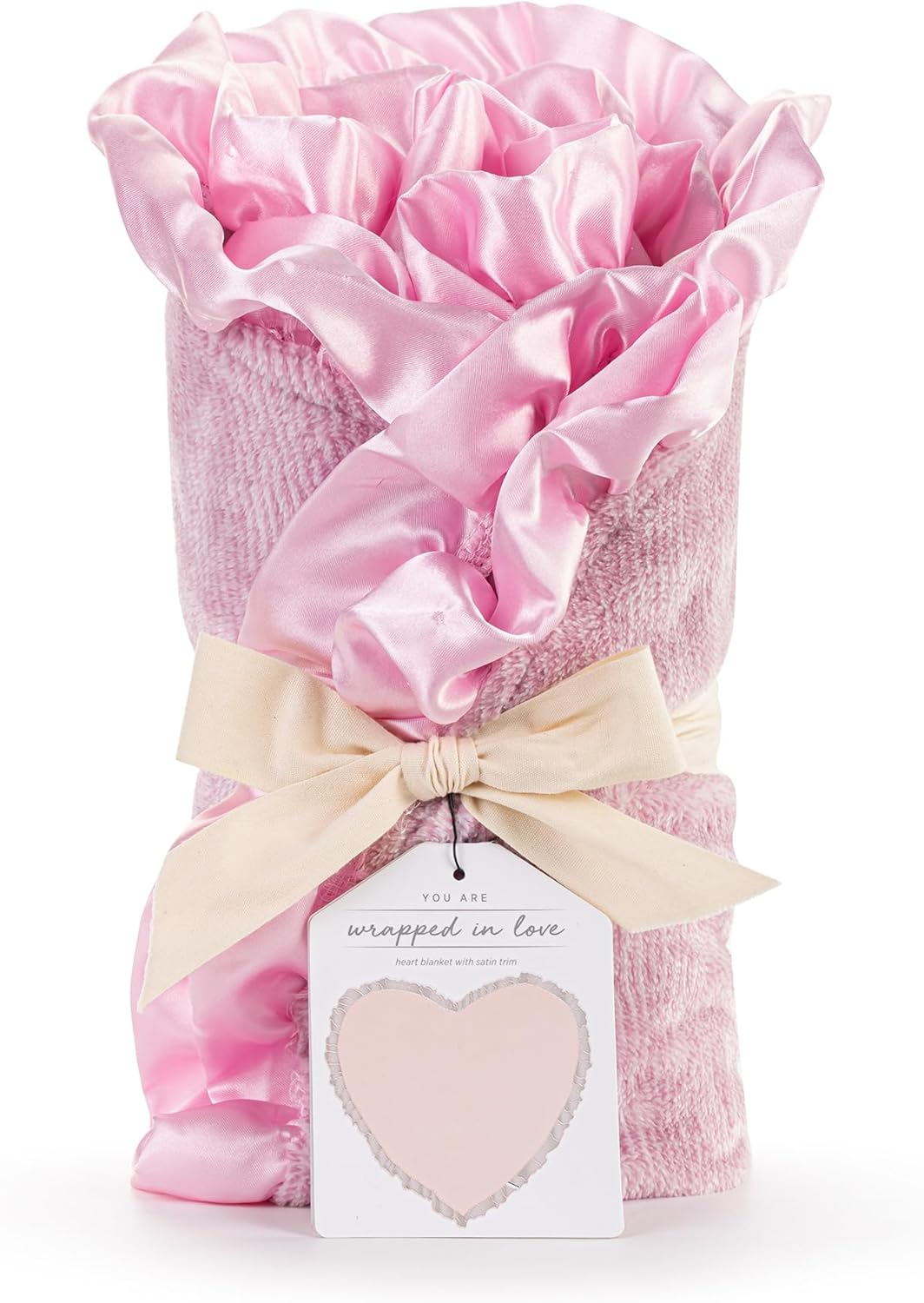 DEMDACO Heart Shaped Baby Swaddle Blanket 43 Inch Pink