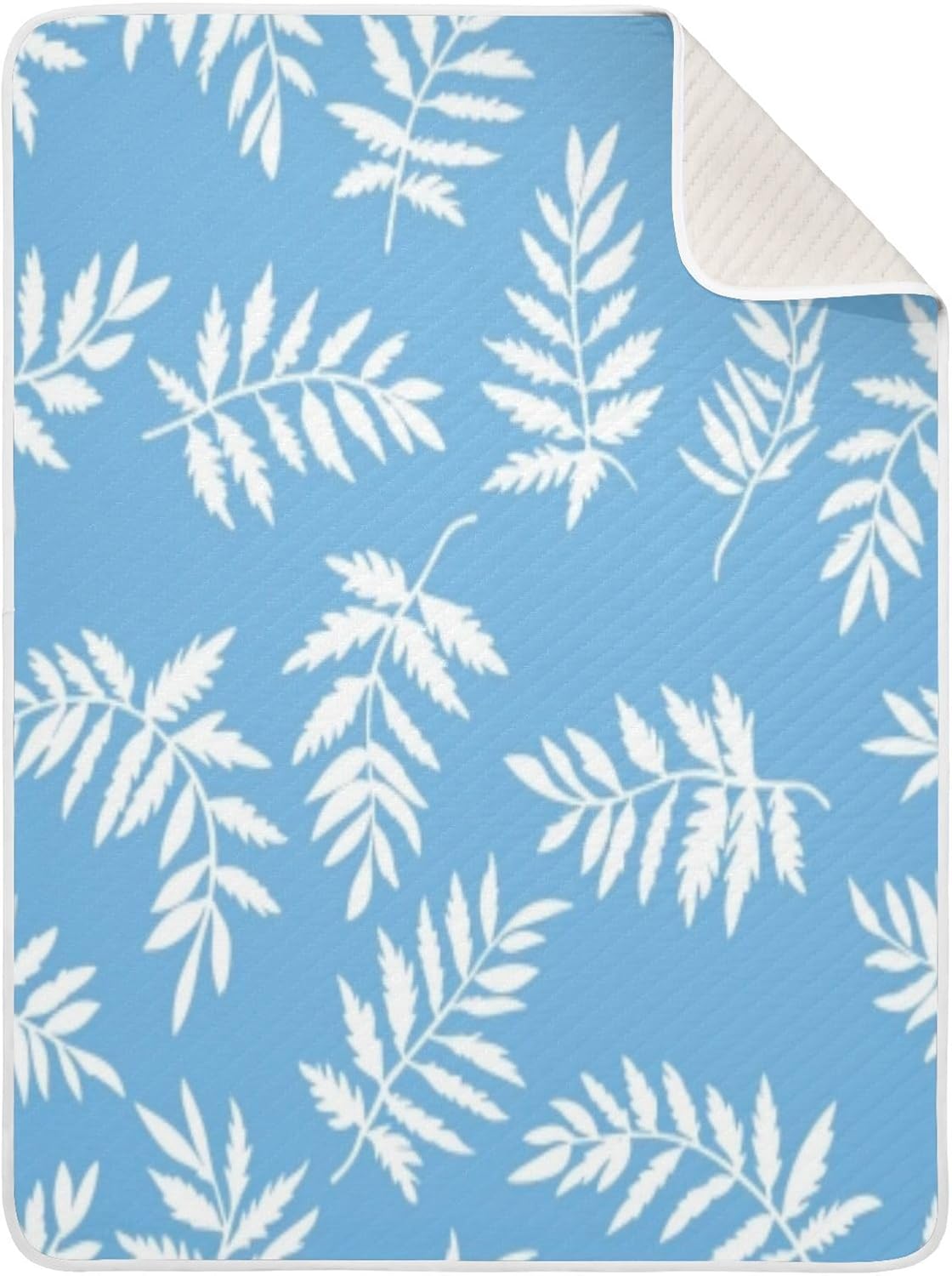 YJMYDDZ Baby Blanket with White Leaves 30x40 Inch Soft Breathable Nursery Bed Blanket