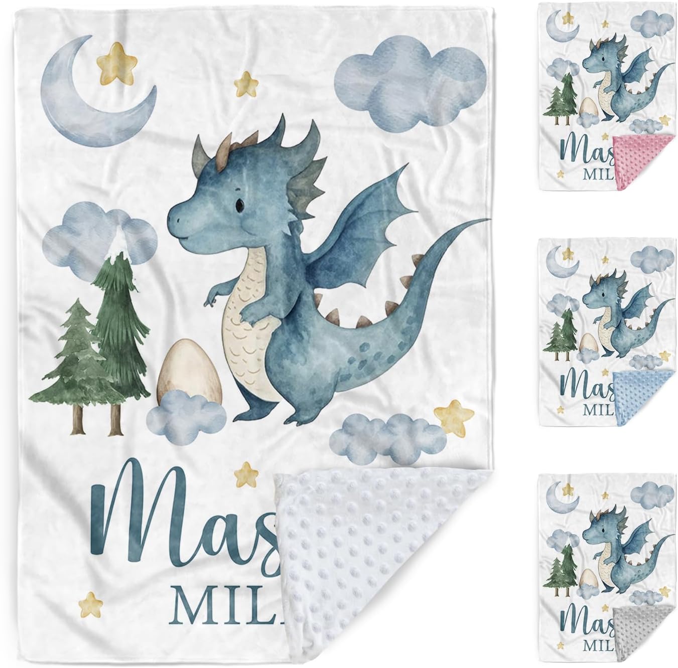 Personalized Baby Boy Dinosaur Blanket Custom Name Blanket for Toddlers and Infants