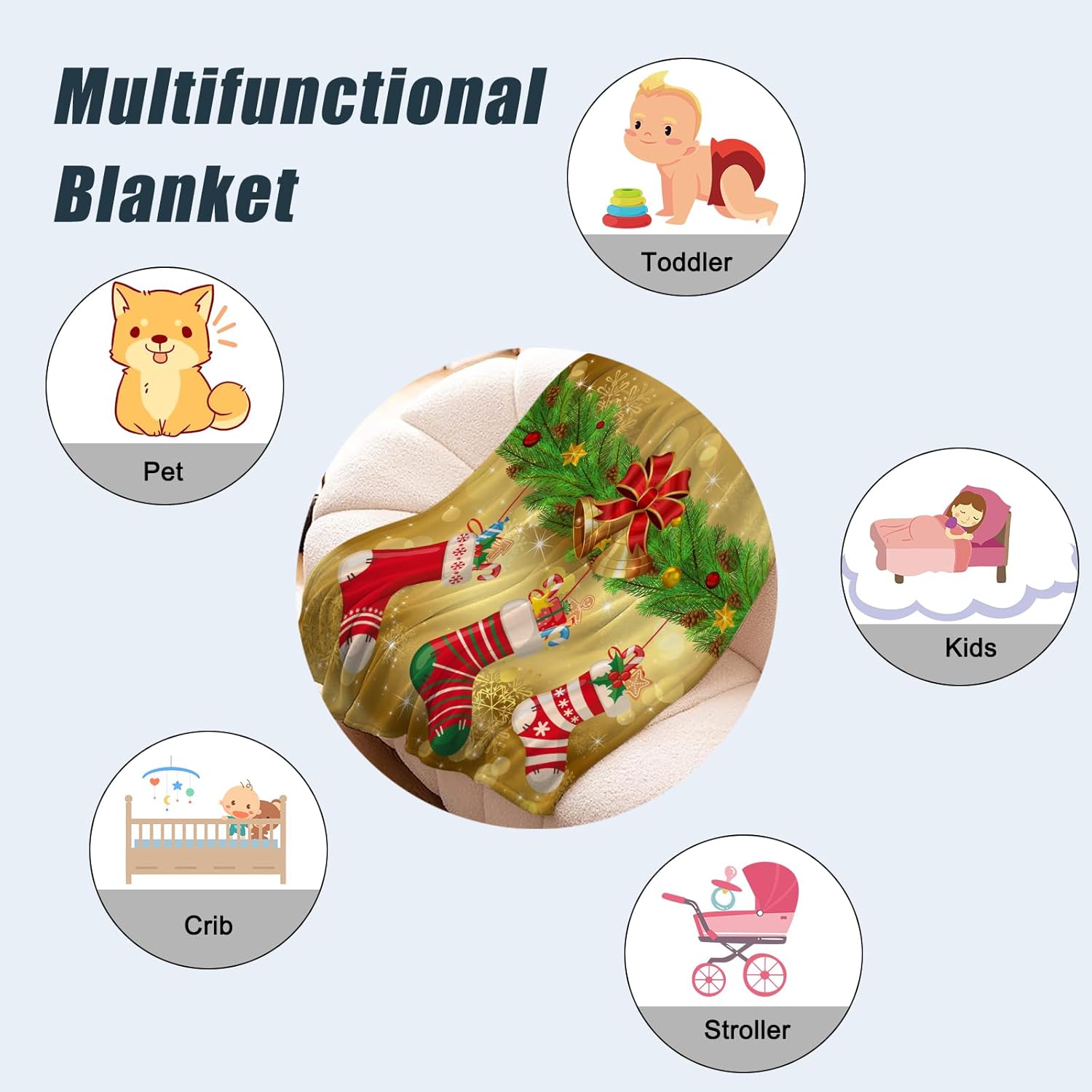 Neatee Living Christmas Fuzzy Throw Blanket for Baby and Kids