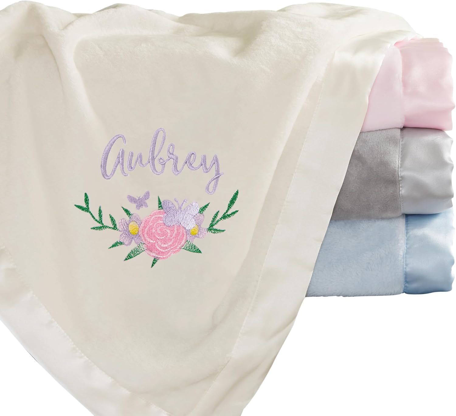 Personalization Universe Butterfly Kisses Baby Girl Blanket 1