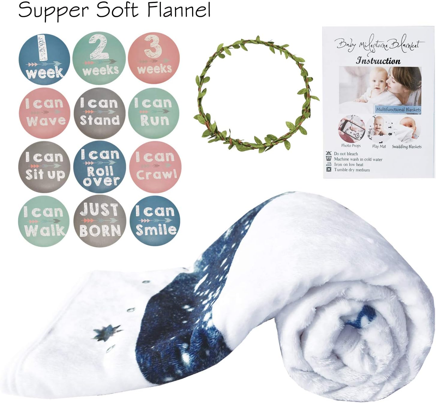 Yoothy Moon Baby Monthly Milestone Blanket - Boy Girl