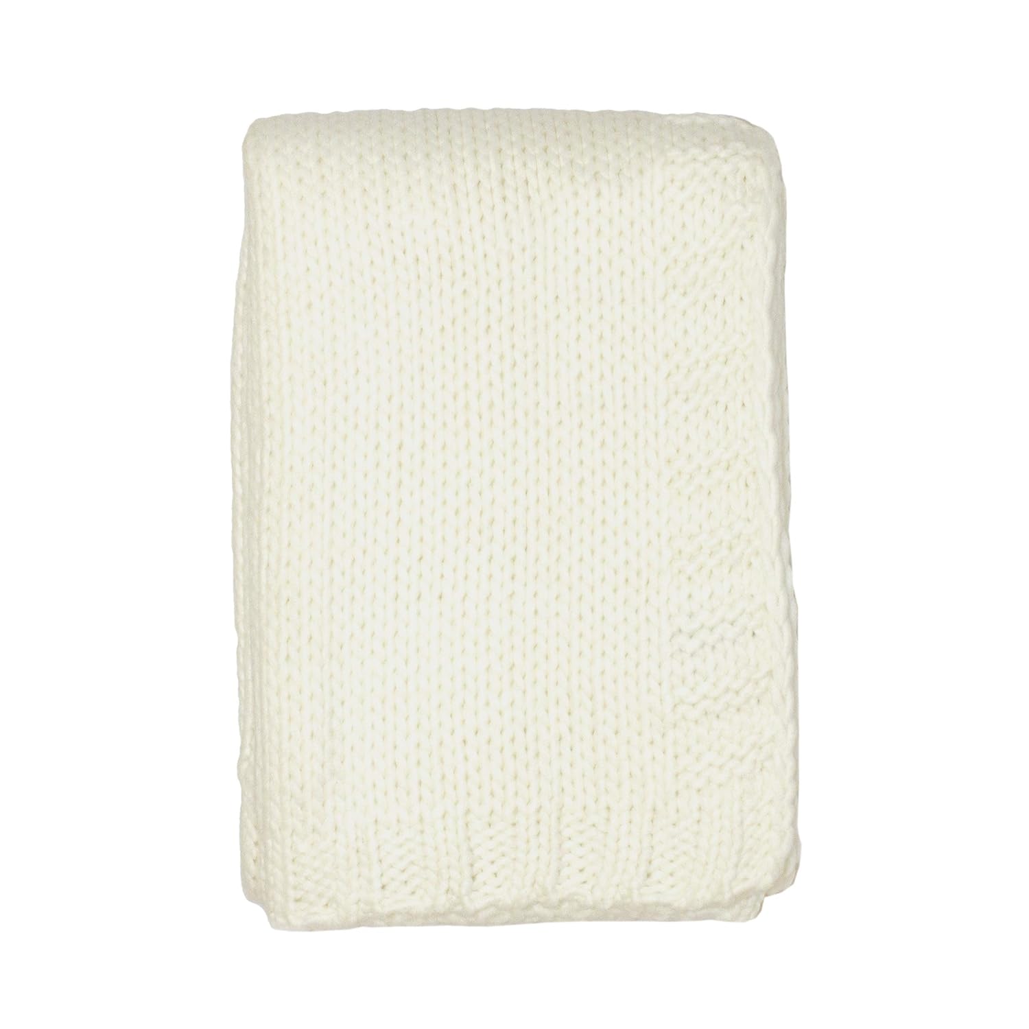 NoJo Kimberly Grant Ivory Large Gauge Cable Knit Blanket