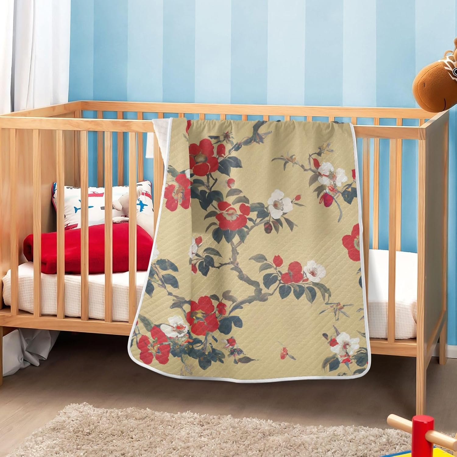 WELLDAY Baby Blanket - Japanese Tea Tree Floral 30x40 Inch 1