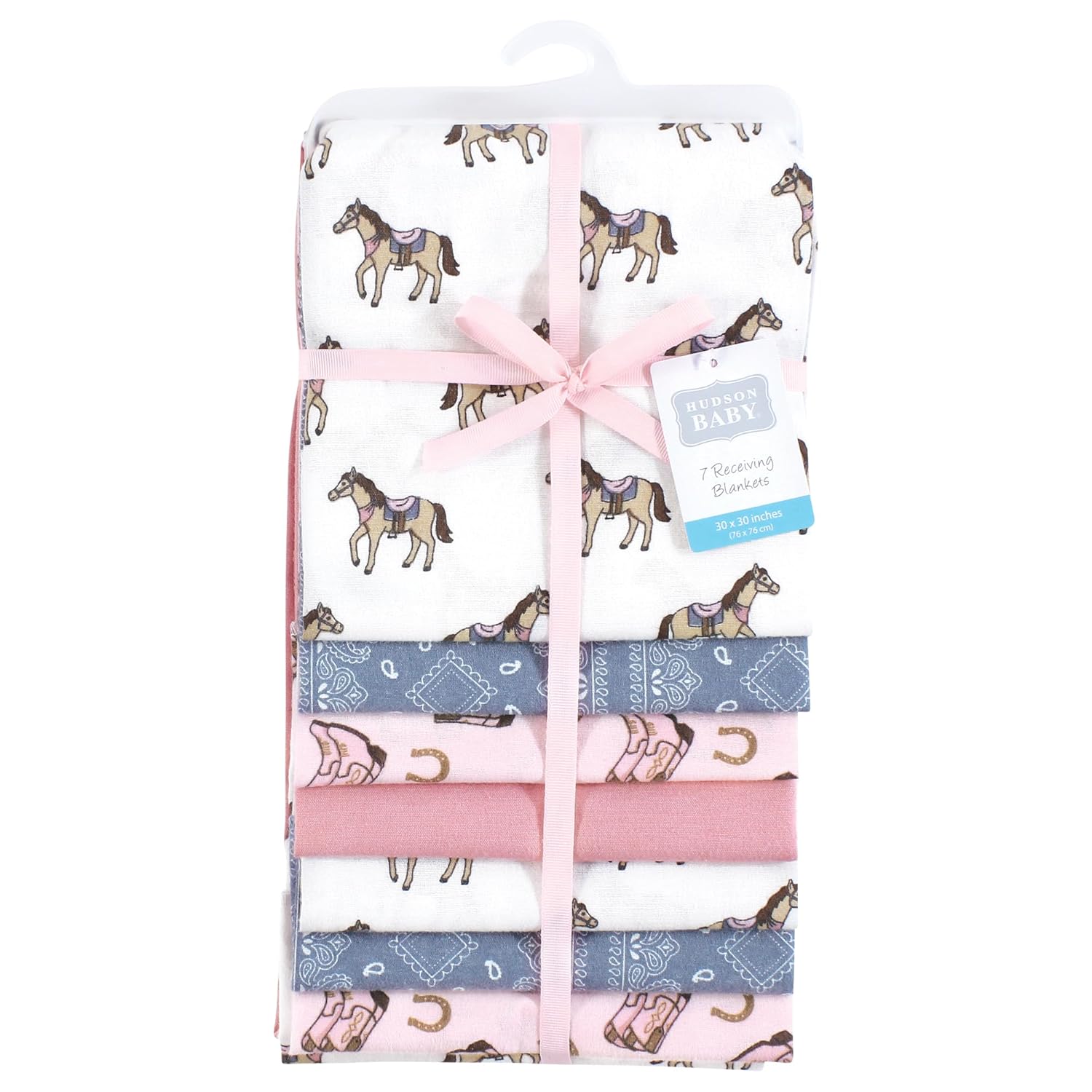 Hudson Baby Unisex Flannel Receiving Blankets 7-Pack Bundle Cowgirl