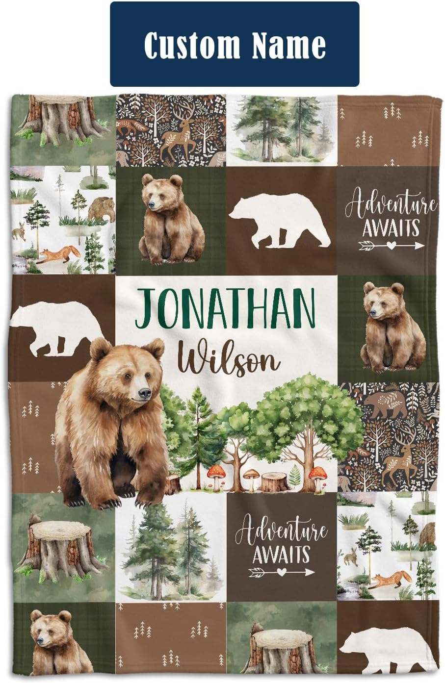 Personalized Woodland Baby Blanket with Custom Name 1