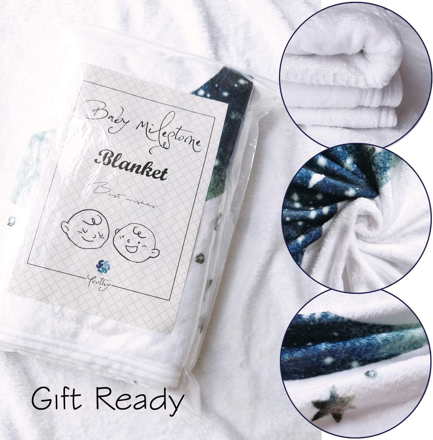 Yoothy Moon Baby Monthly Milestone Blanket - Boy Girl