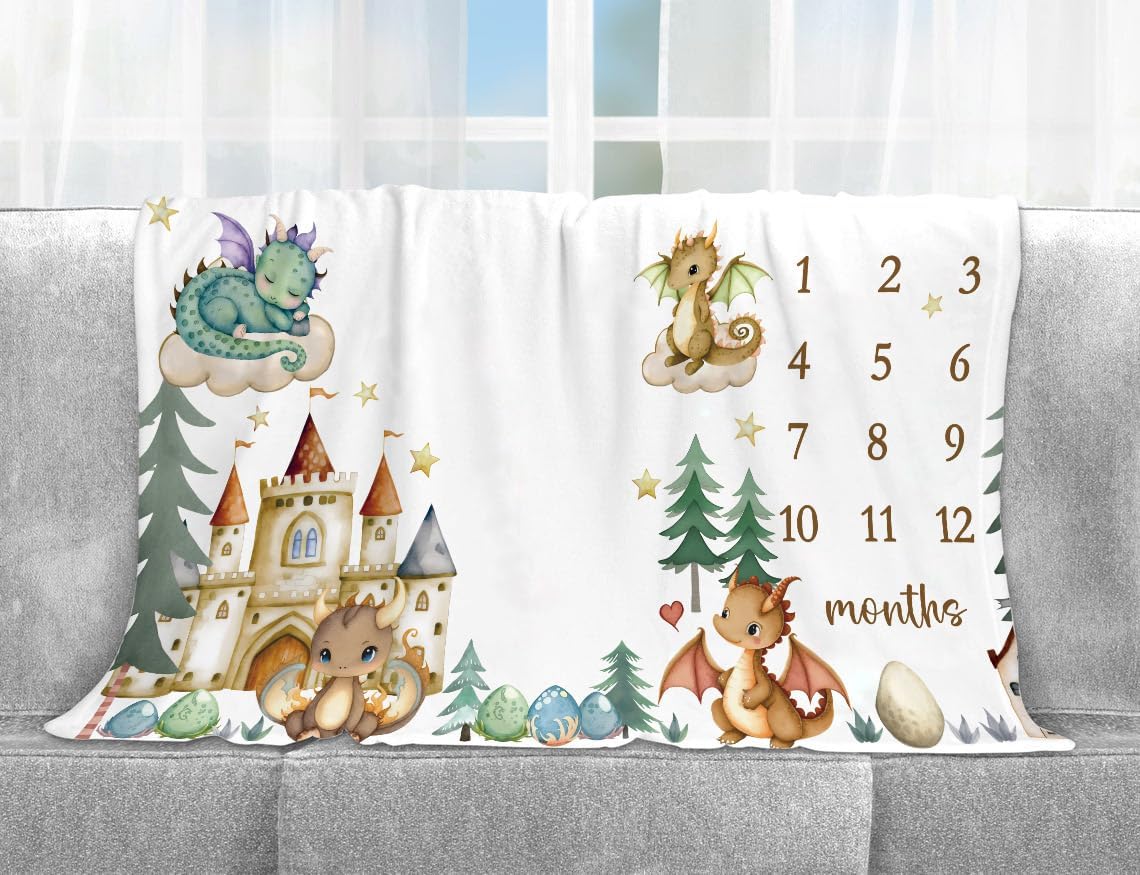 Yuzioey Boy Dragon Growth Tracking Blanket 50x40