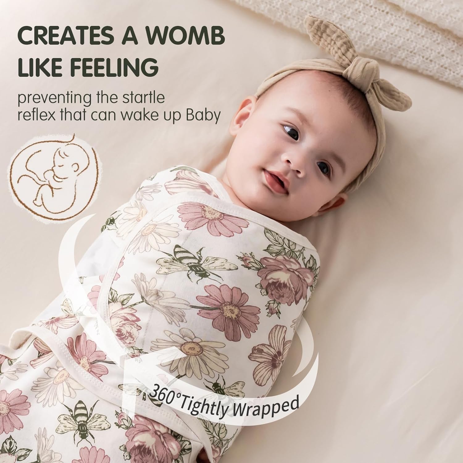 Insular Soft Cotton Swaddle Wrap 3 Pack for Newborn Infant